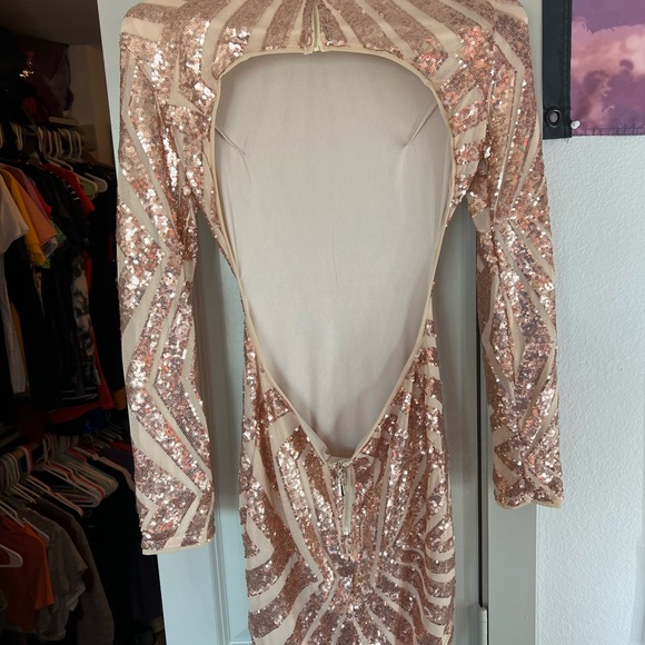 Fashion Nova A Night in Italy Sequin Dress -Rosegold - Picture 3 of 5